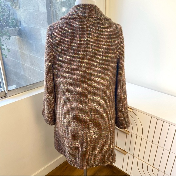 Kimchi & Blue Wool Blend Tweed Coat in Multicolor Brown Plaid, Size M - Picture 10 of 14